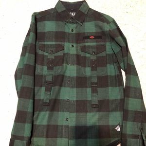 Mens Small Green Black Red 10 Deep Flannel